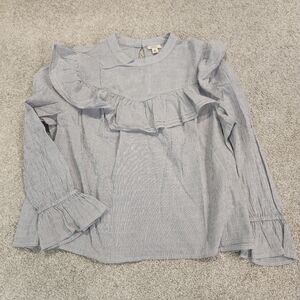 a.n.a. Gray Ruffle Blouse
